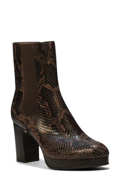 Donald Pliner Zelda Snake Embossed Platform Chelsea Boot In Cherry
