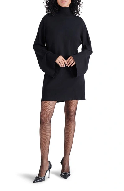Steve Madden Gretta Turtleneck Long Sleeve Sweater Minidress In Black