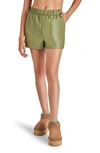 Bb Dakota By Steve Madden Faux The Record Faux Leather Shorts In Dusty Olive