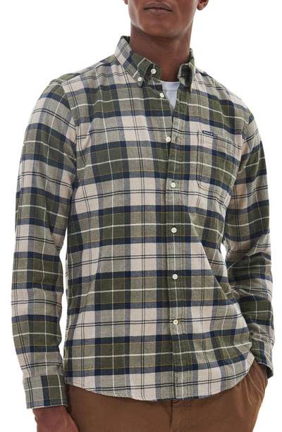 Barbour Kyeloch Tailored Fit Plaid Cotton Button-down Shirt In Forest Mist