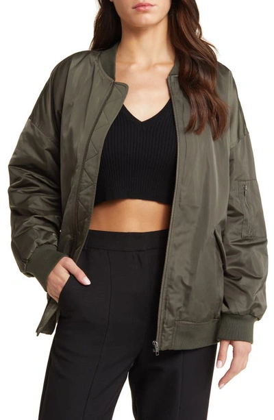 Open Edit Oversize Bomber Jacket In Green City | ModeSens