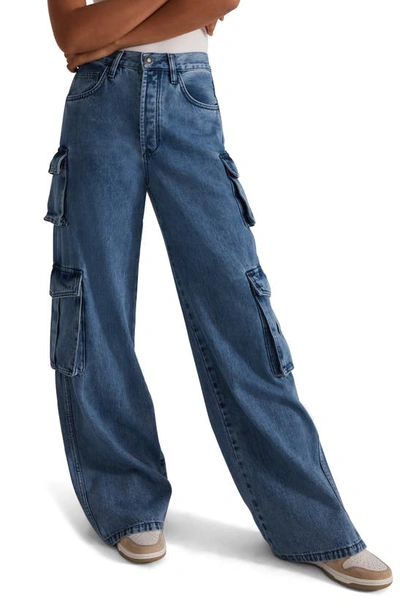 Favorite Daughter The Carly Wide Leg Cargo Jeans In Medium Wash