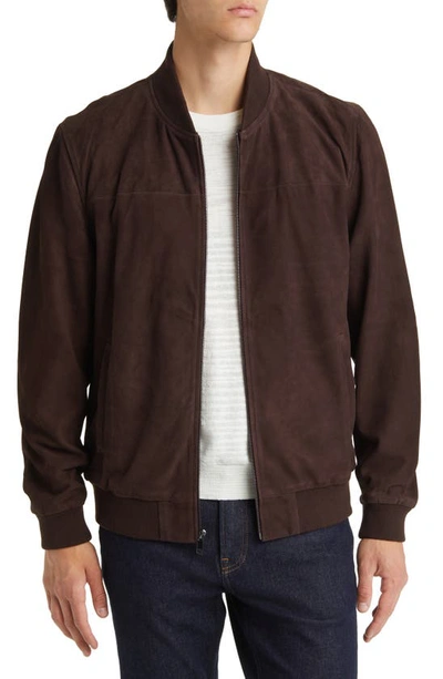 Nordstrom Suede Bomber Jacket In Brown Bean