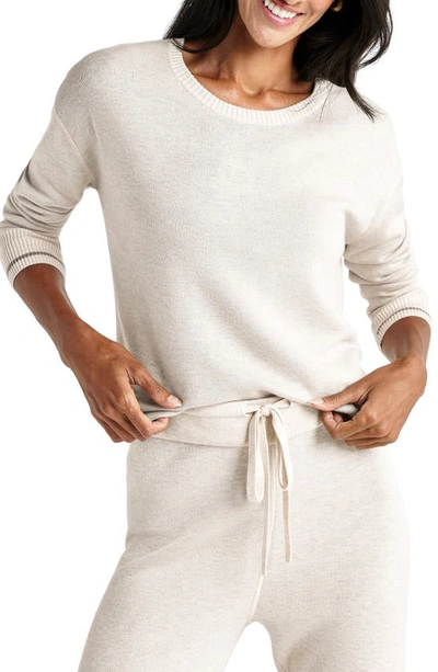 Splendid Sydney Tipped Reversible Sweater In V Olive B/ Oat