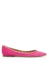 Valentino Garavani Rockstud Suede Flats In Pink