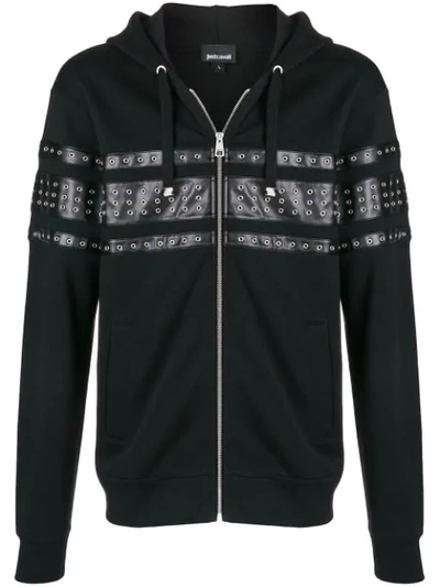 Just Cavalli Men's Grommet-detail Zip-front Hoodie Sweatshirt In Black