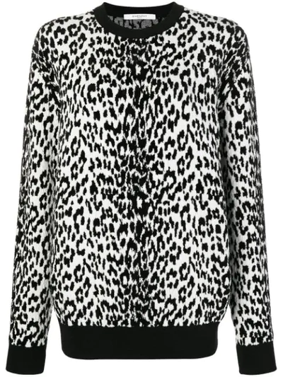 Givenchy White And Black Leopard Print Sweater In Black White
