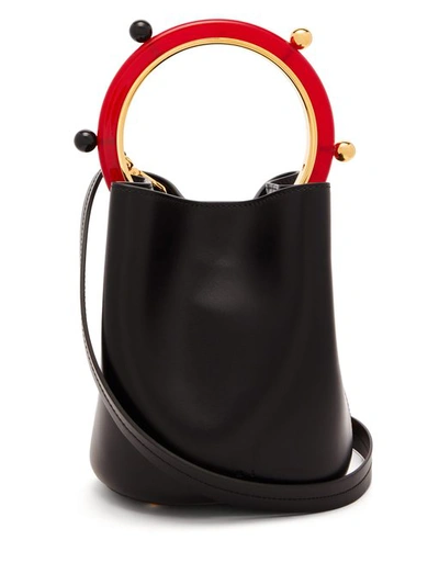 Marni Pannier Leather Tote Bag In Black