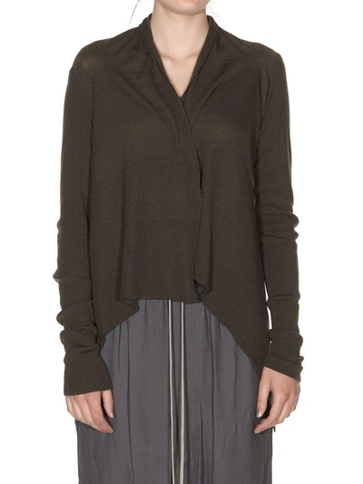 Rick Owens Short Wrap Cardigan In Dark Dust