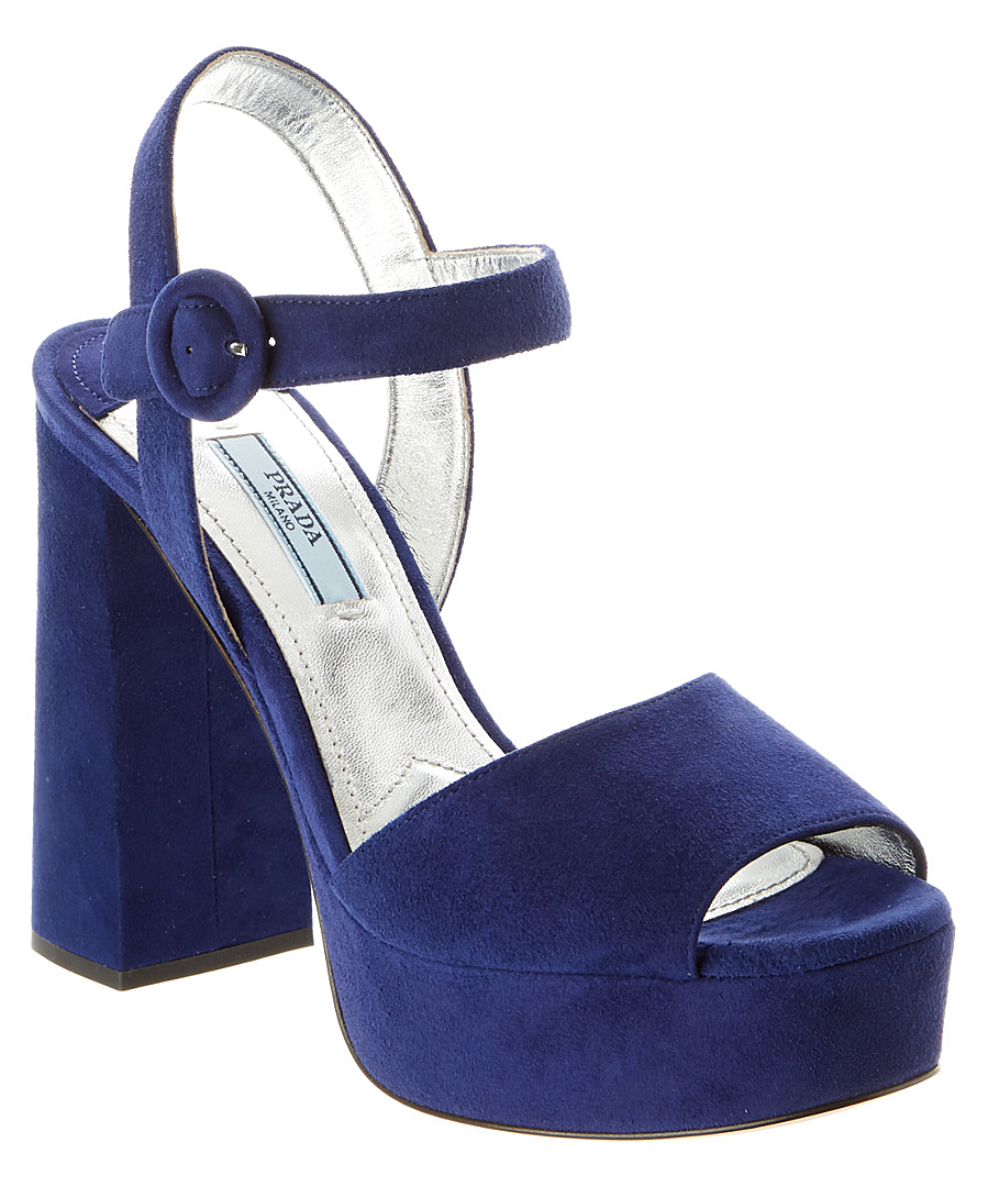 Prada Suede Ankle Strap Platform Sandal' In Blue | ModeSens