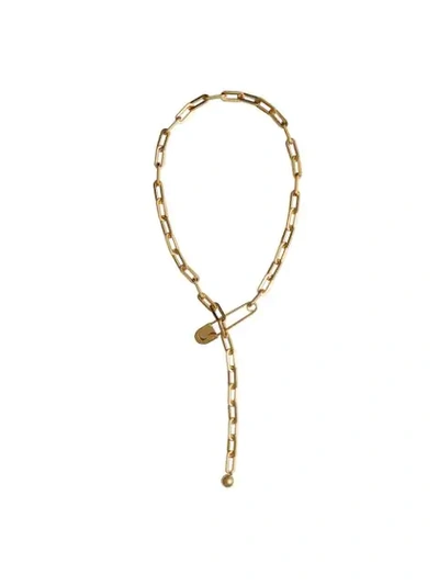 Burberry Crystal Daisy Kilt Pin Gold-plated Link Drop Necklace In Metallic