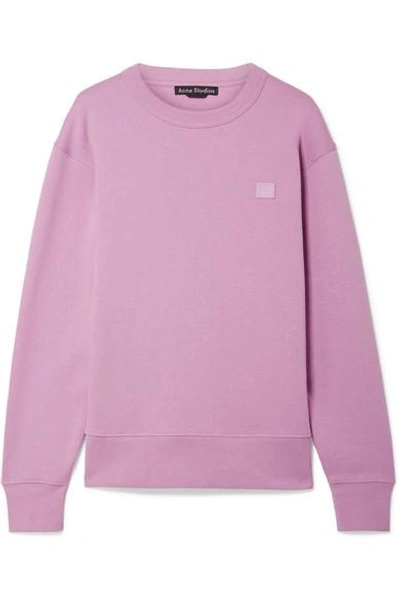 Acne Studios Fairview Face Appliquéd Cotton-jersey Sweatshirt In Lilac