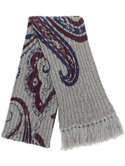 Etro Paisley Print Knit Scarf In Multicolour