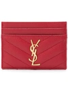 Saint Laurent Quilted Leather Cardholder In Red