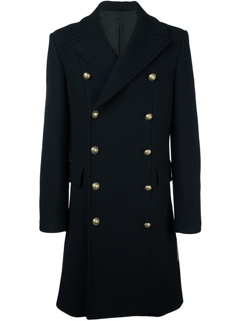 Balmain Wool And Cashmere Double Breasted Overcoat | ModeSens