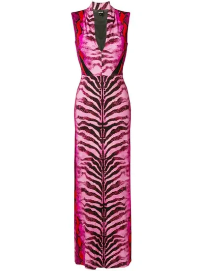 Just Cavalli Animal Print Evening Gown - Pink