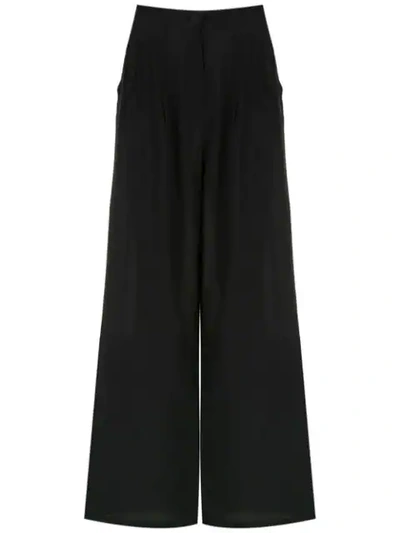 Adriana Degreas Silk Palazzo Pants In Black