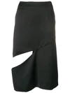Maison Margiela Satin Asymmetric Skirt With Cut-out In Black