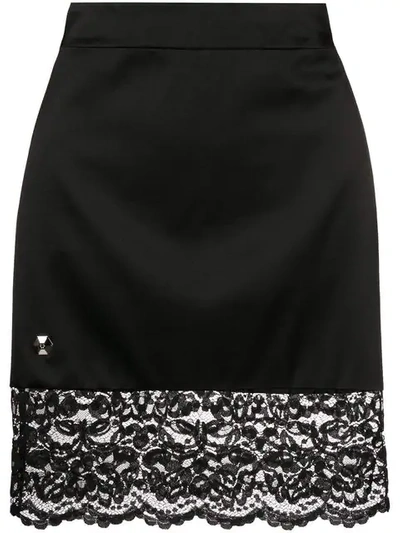 Philipp Plein Lace Trim Mini Skirt In Black