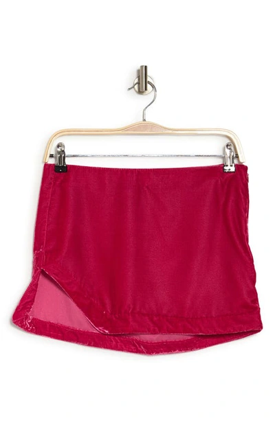 Free People Annalise Side Vent Velvet Miniskirt In Pink