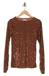 Free People Gold Rush Sequin Top In Chocolate