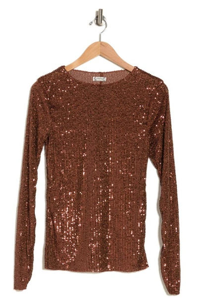 Free People Gold Rush Sequin Top In Chocolate