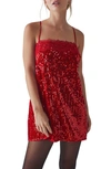 Free People That Girl Sequin Mini Slipdress In Red
