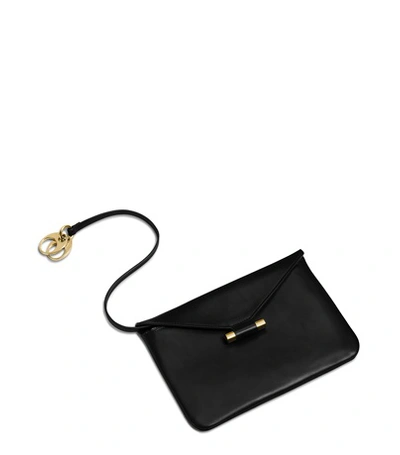 Stuart Weitzman The Envelope Pouch In Black Leather