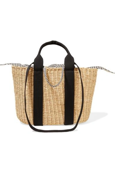 Muun Caba Straw And Printed Cotton-canvas Tote In Beige