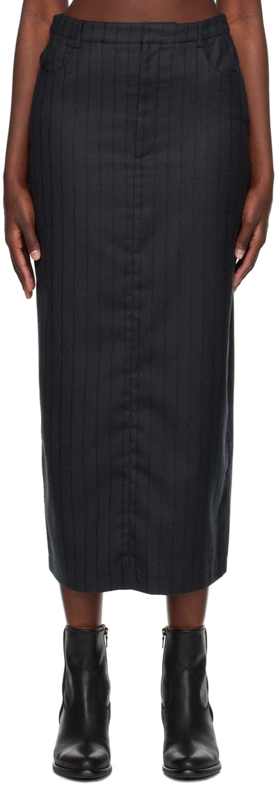 Loulou Studio Black Vato Maxi Skirt In Black Stripes