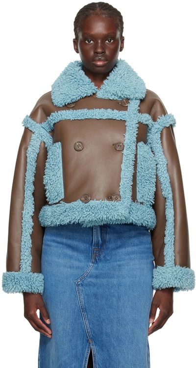 Stand Studio Brown & Blue Kristy Faux-shearling Jacket