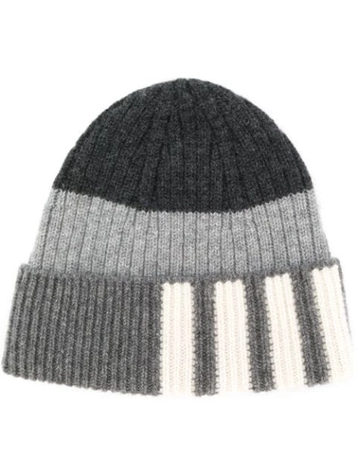 Thom Browne Grey Rib Cashmere Funmix Four Bar Beanie