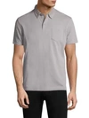 Sunspel Textured Cotton Polo In Light Grey