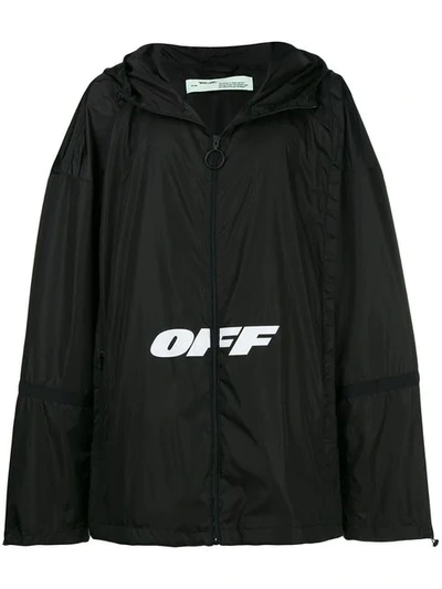 Off-white Wing Off Logo-print Windbreaker Jacket In Nero