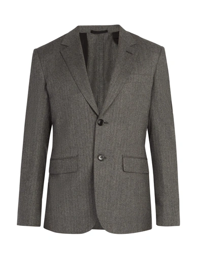 Berluti Men's Two-button Wool Herringbone Blazer In Charcoal Grey