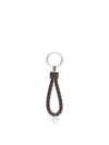 Bottega Veneta Intrecciato Leather Key Ring In Dark Brown