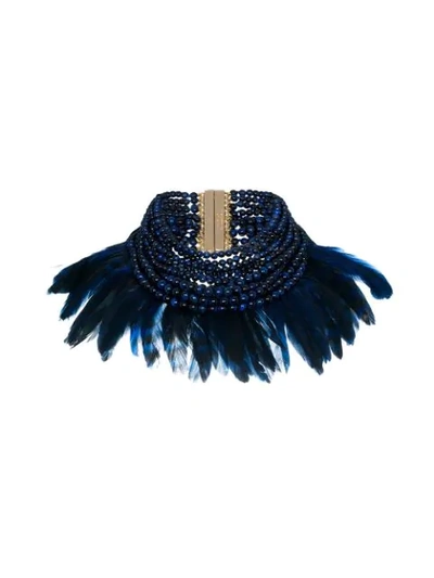 Rosantica Blue Falena Duck Feather Necklace