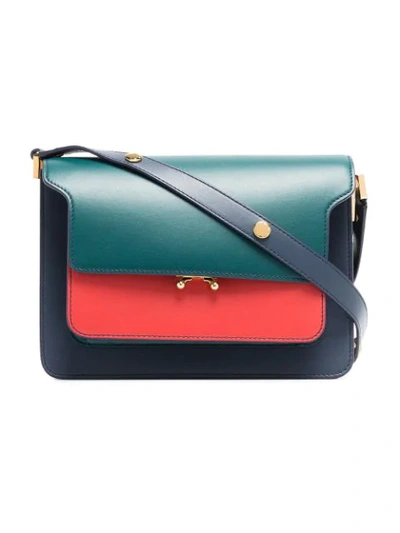 Marni Green, Red And Blue Trunk Medium Leather Handbag - Multicolour