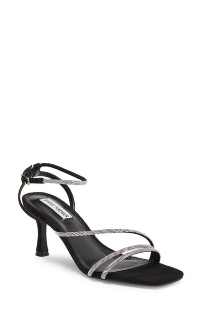 Steve Madden Meggie Crystal Ankle Strap Sandal In Black