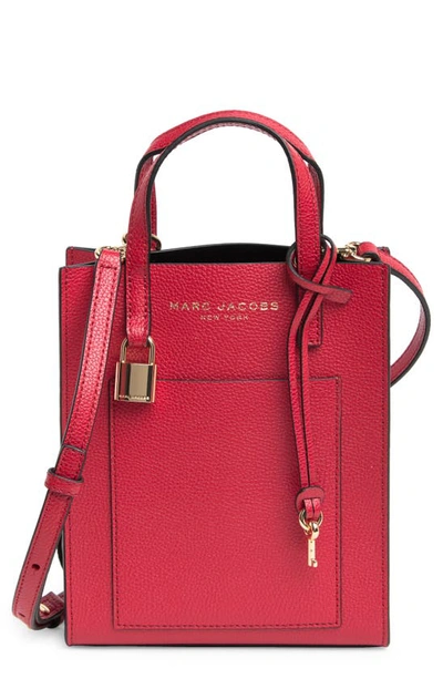 Marc Jacobs Micro Leather Tote In Fire Red