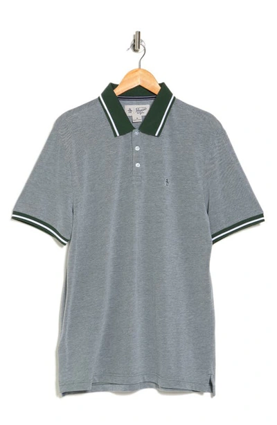 Original Penguin Birdseye Tipped Cotton Piqué Polo In Deep Forest