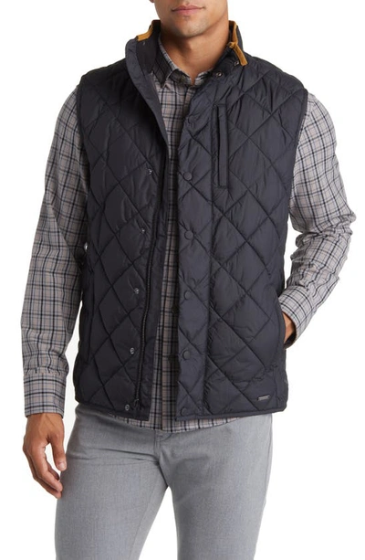 Mizzen + Main Belmont Quilted Water Resistant Recycled Polyester Vest In Black