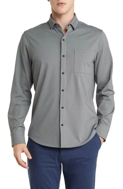 Mizzen + Main Nolan Knit Snap Front Shirt In Black