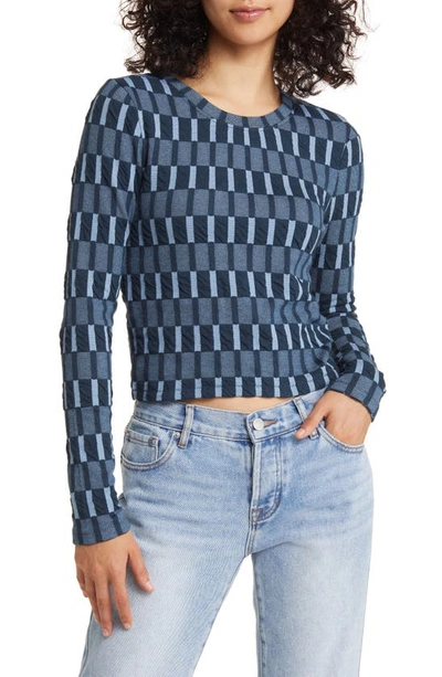 Madewell Fine Rib Long Sleeve Supercrop T-shirt In Tranquil Lake