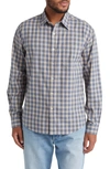 Nn07 Deon 5465 Plaid Organic Cotton Flannel Button-up Shirt In Blue Check