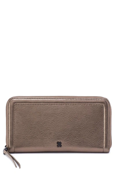 Hobo Large Nila Leather Zip Around Wallet In Pewter