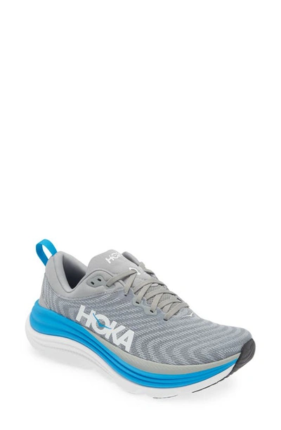 Hoka Gaviota 5 Running Shoe In Limestone / Diva Blue