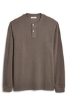 Madewell Long Sleeve Cotton Blend Henley T-shirt In Coastal Granite