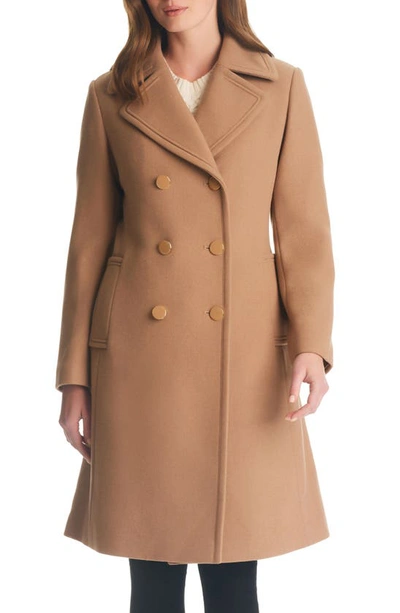 Kate Spade Double Breasted Wool Blend Coat In Camel