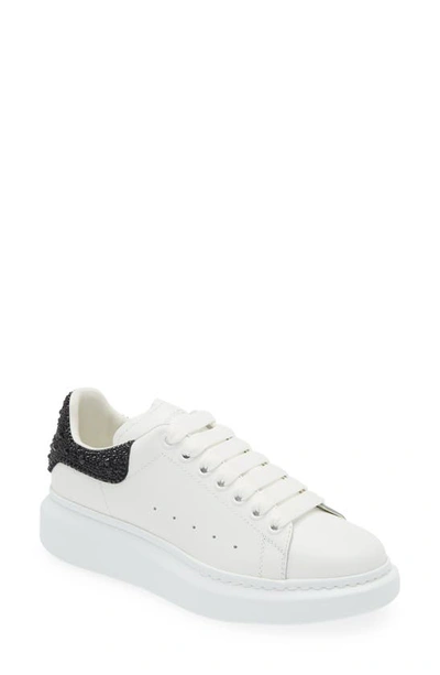 Alexander Mcqueen Oversized Crystal Embellished Sneaker In White/ Black